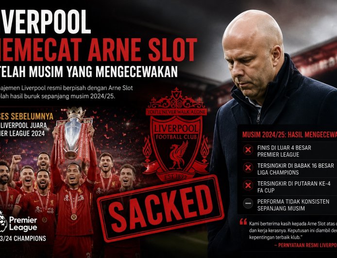 LIVERPOOL AKHIRI ERA ARNE SLOT SETELAH MUSIM PENUH KEKECEWAAN