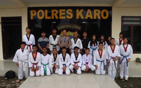 Kapolres Karo Beri Motivasi Atlet Ready Club Taekwondo Hadapi Sumut National Championship 2026