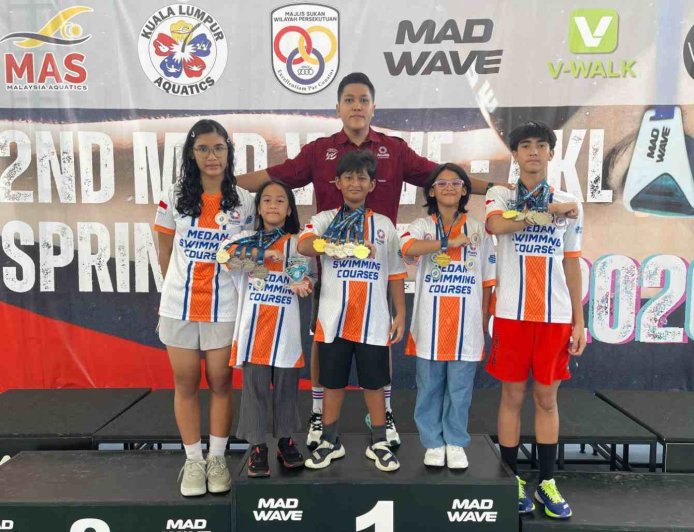 Medan Swimming Courses Gemilang di Malaysia, Borong 16 Medali dan Cetak Empat Rekor